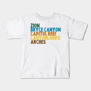 Utah Big 5 National Parks Kids T-Shirt